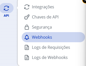 Menu API e Webhooks do Asaas