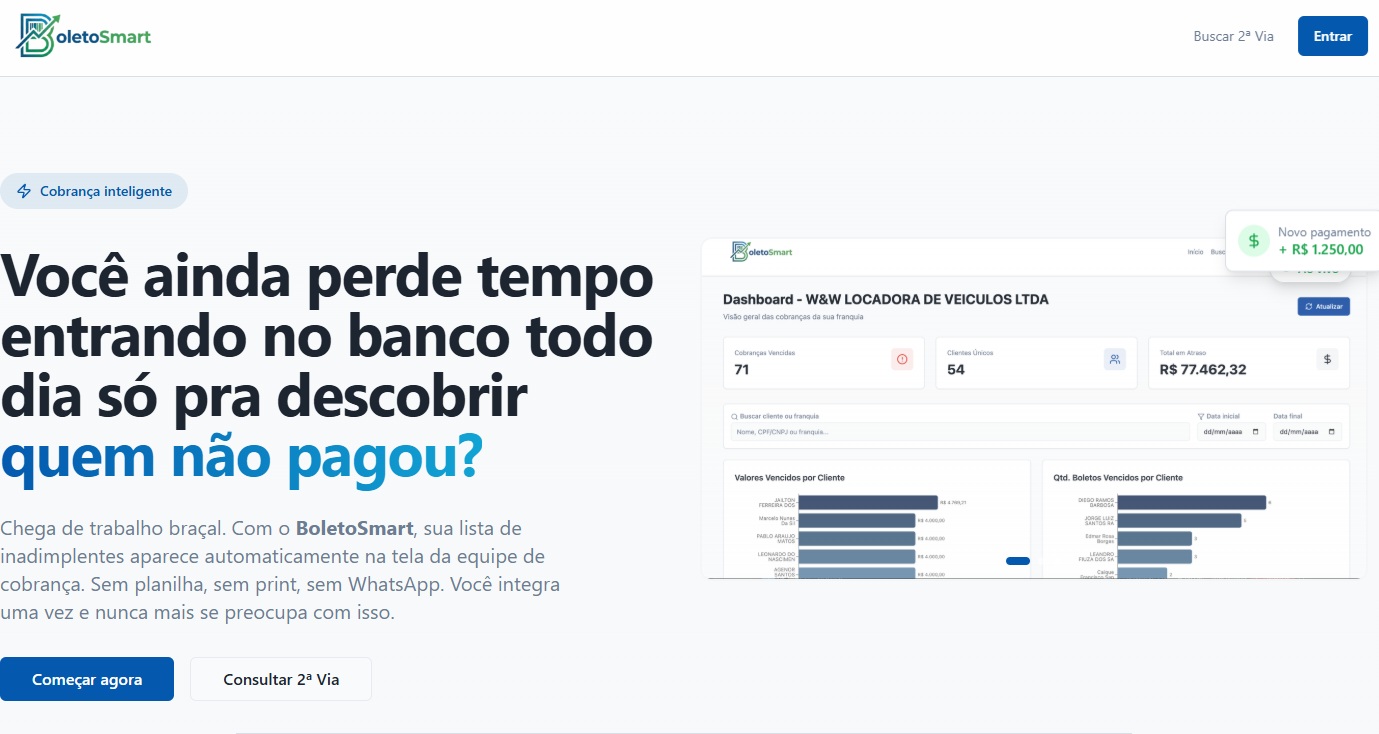 Página de planos do BoletoSmart